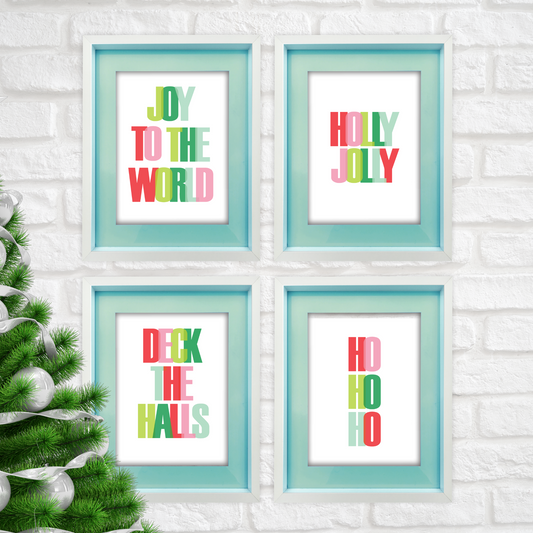 Printable Christmas Sayings 8x10 Wall Art - Set of 4
