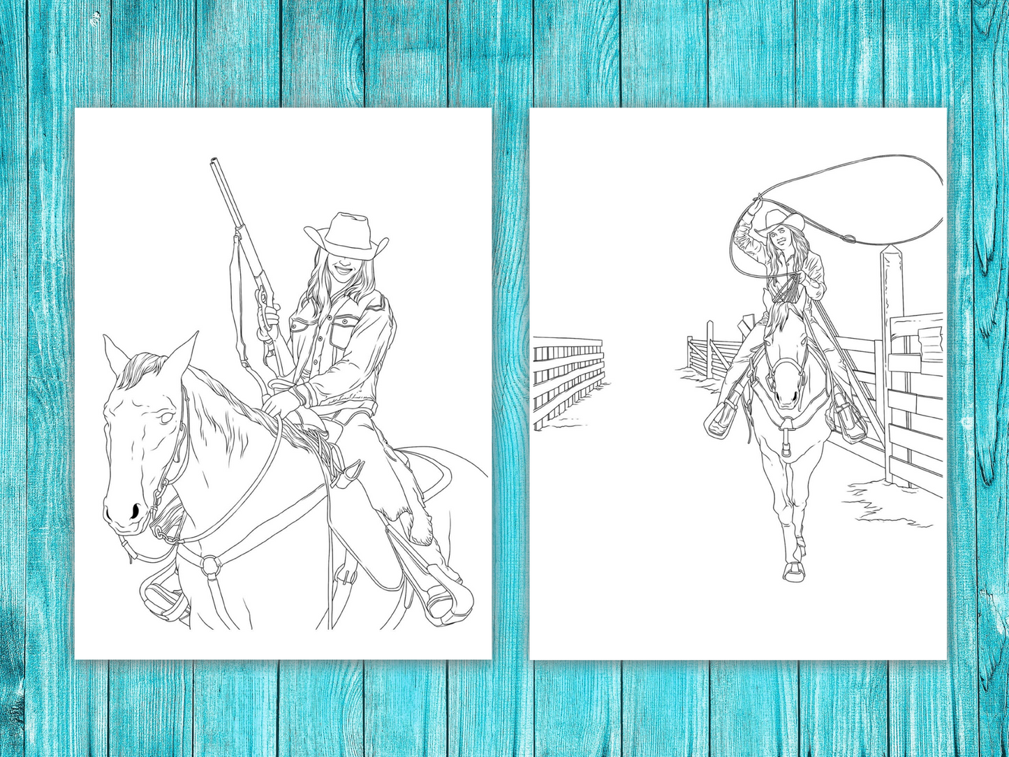 Cowgirls and Horses Coloring Pages