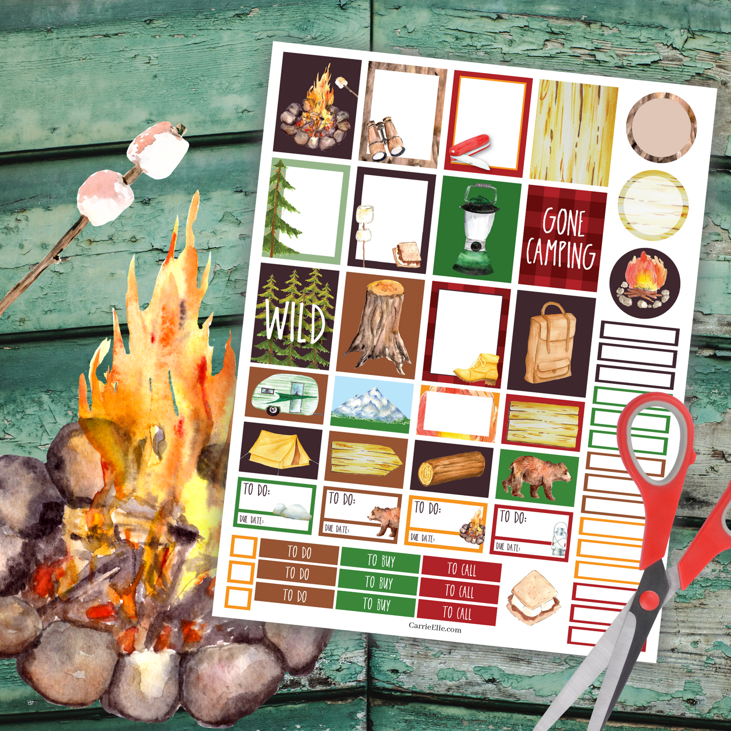 Printable Camping Planner Stickers