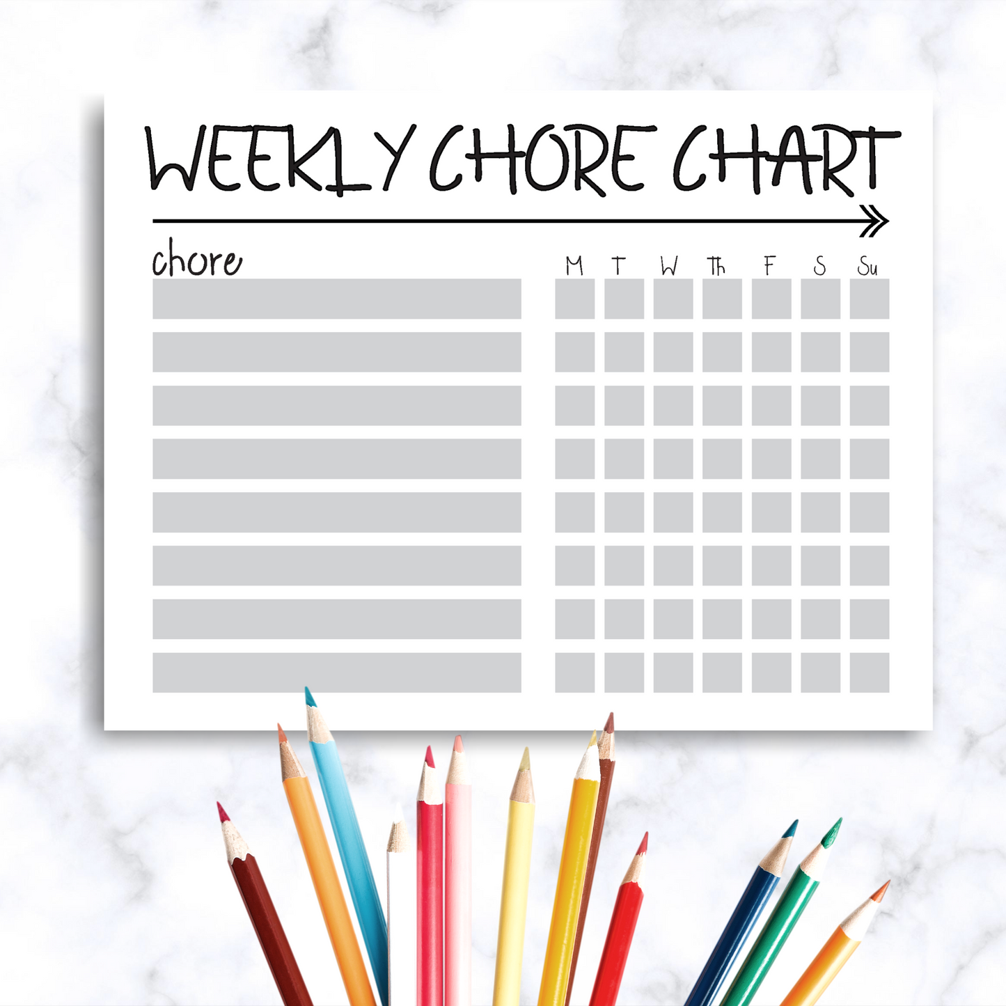 Printable Black and White Chore Chart for Kids