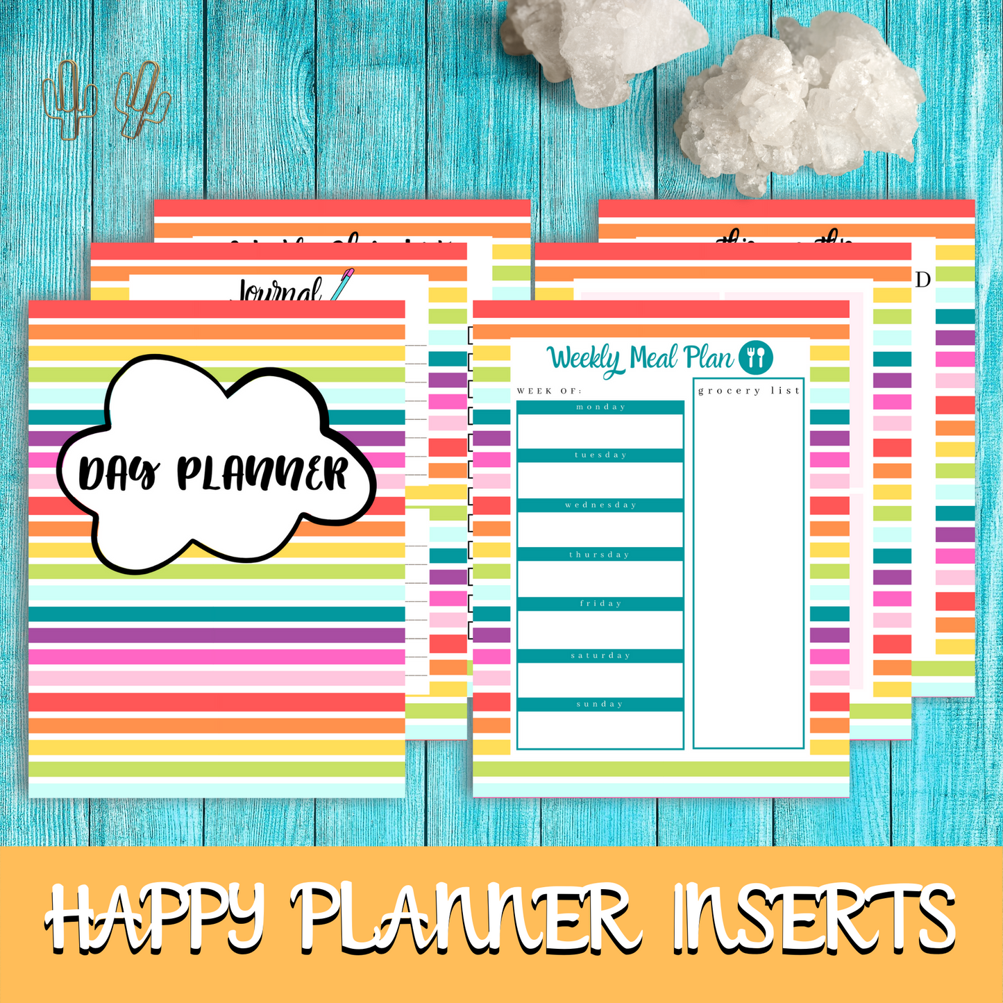 Rainbow Day Planner Inserts for Happy Planner