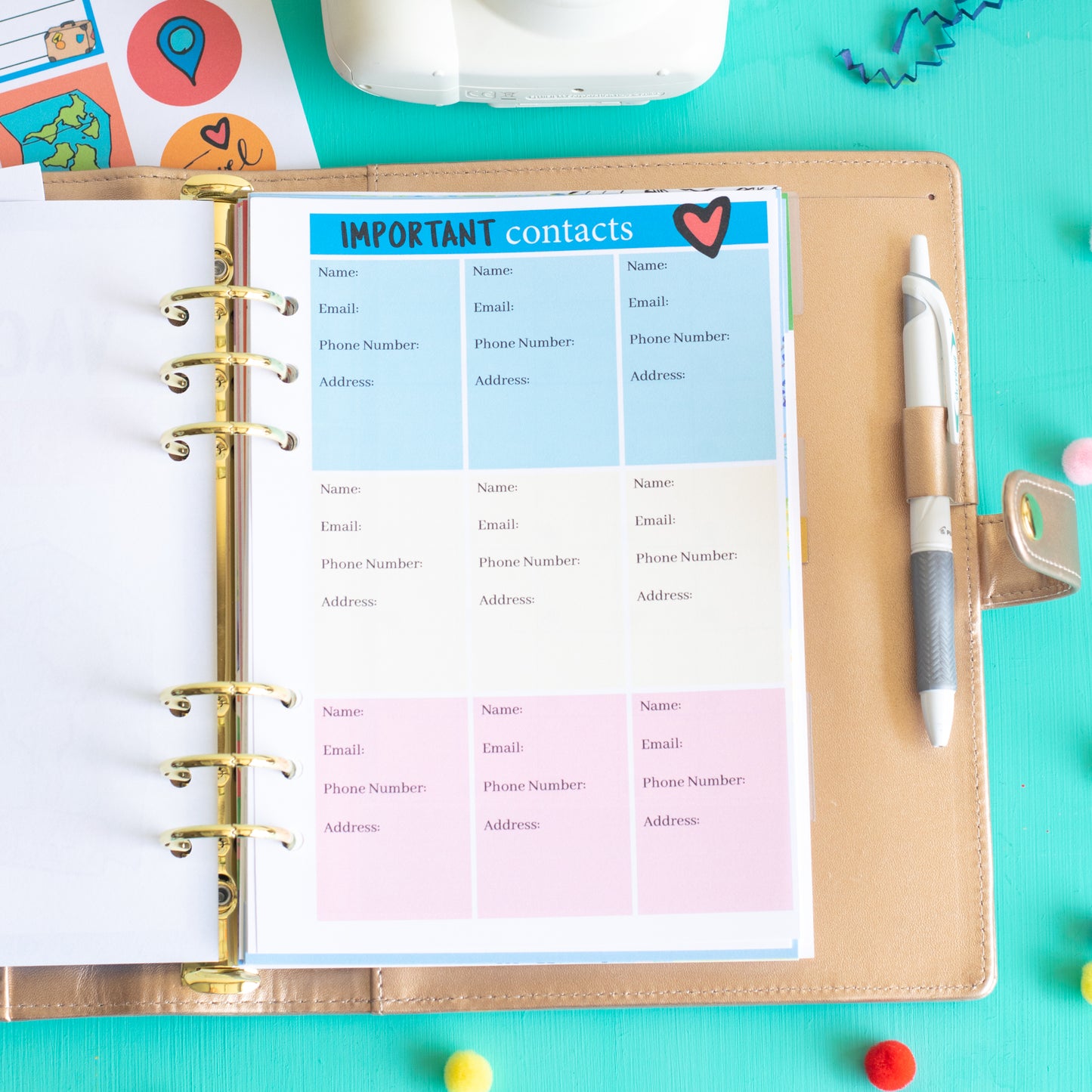 Printable A5 Vacation Planner Inserts