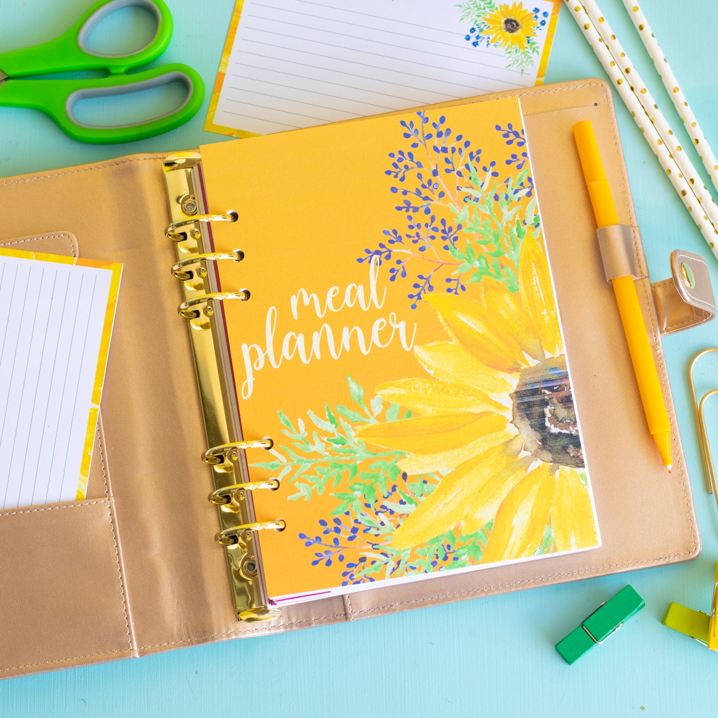 Printable A5 Sunflower Meal Planner Inserts