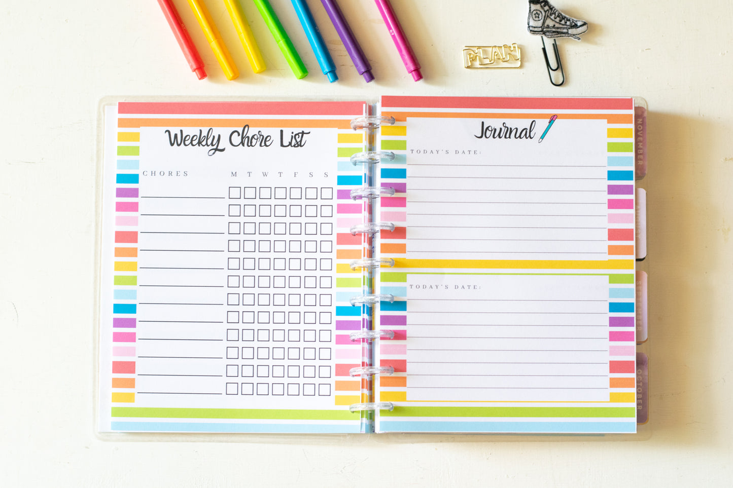 Rainbow Day Planner Inserts for Happy Planner