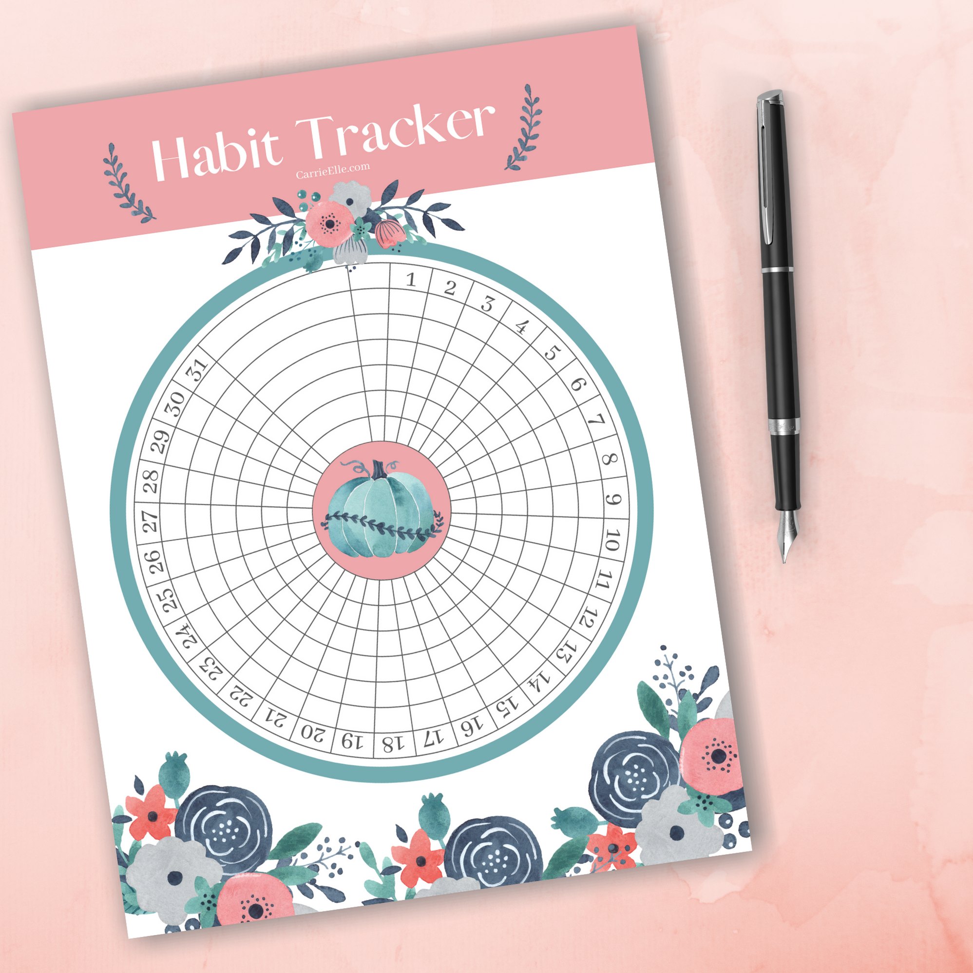 8.5x11 Fall Pumpkins Circular Monthly Habit Tracker – Carrie Elle