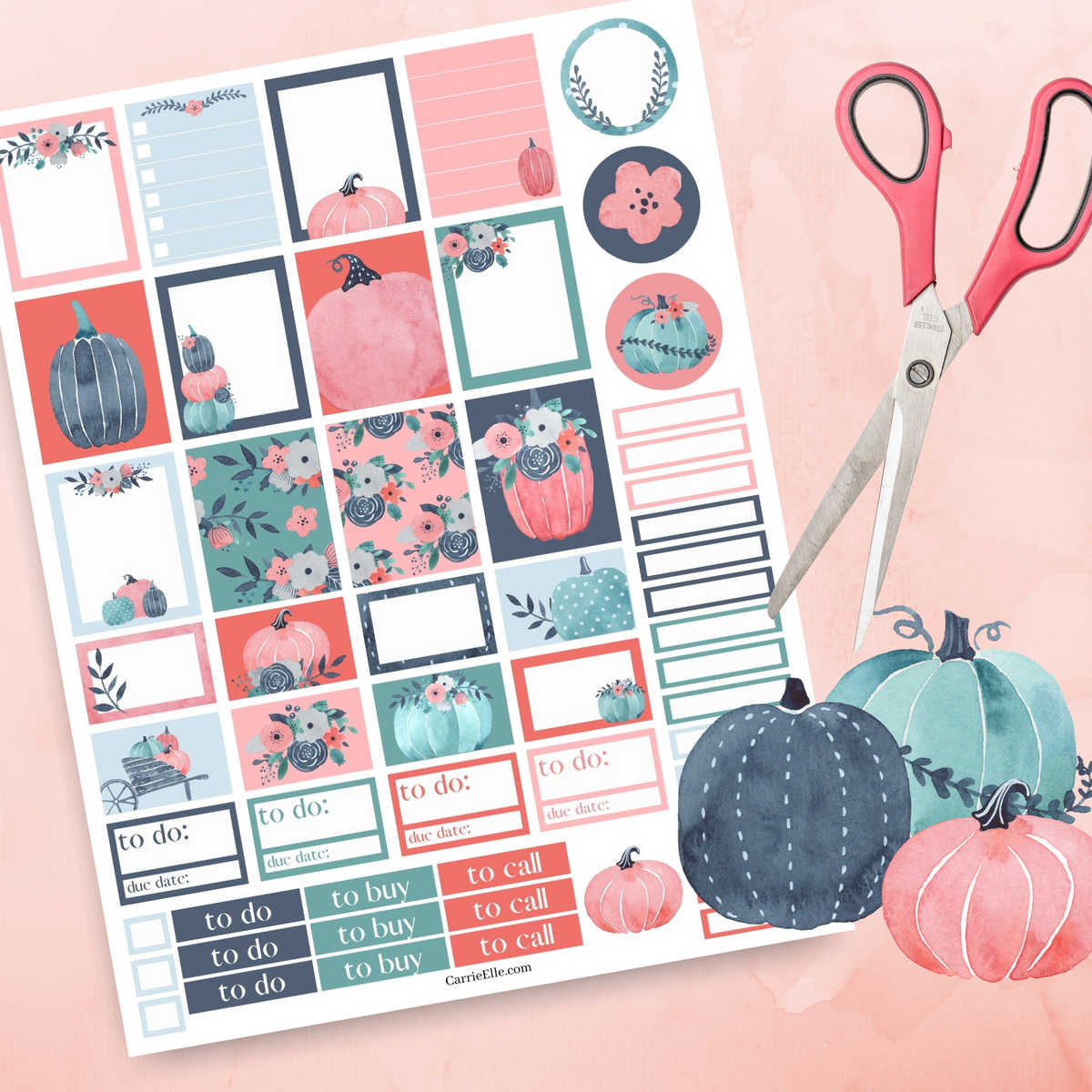 Printable Fall Pumpkin Planner Stickers – Carrie Elle
