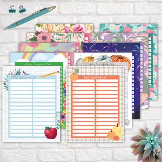 Printable A5 Gratitude Tracking Planner Inserts
