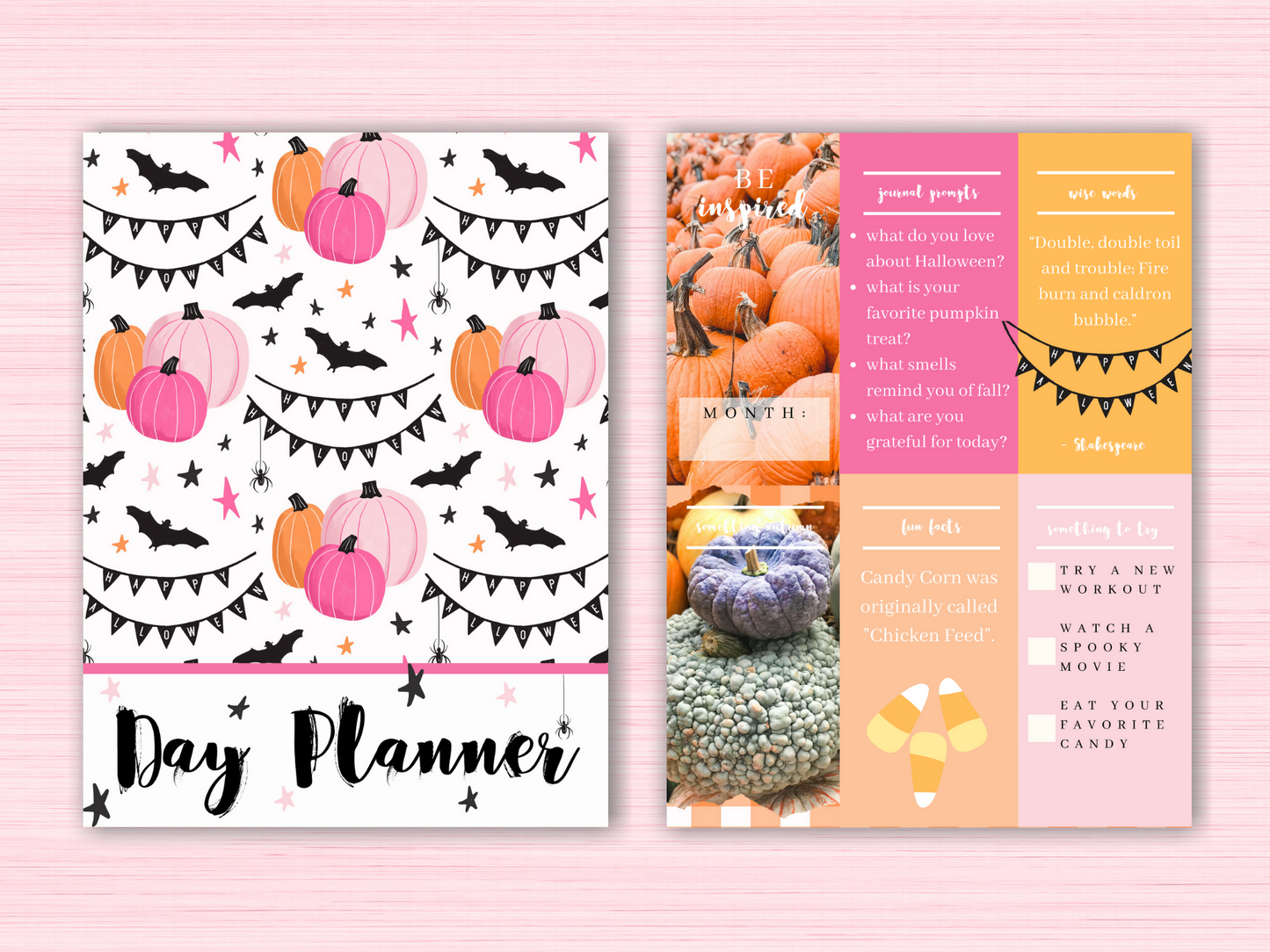 Printable Pink Halloween Planner Inserts for Happy Planner