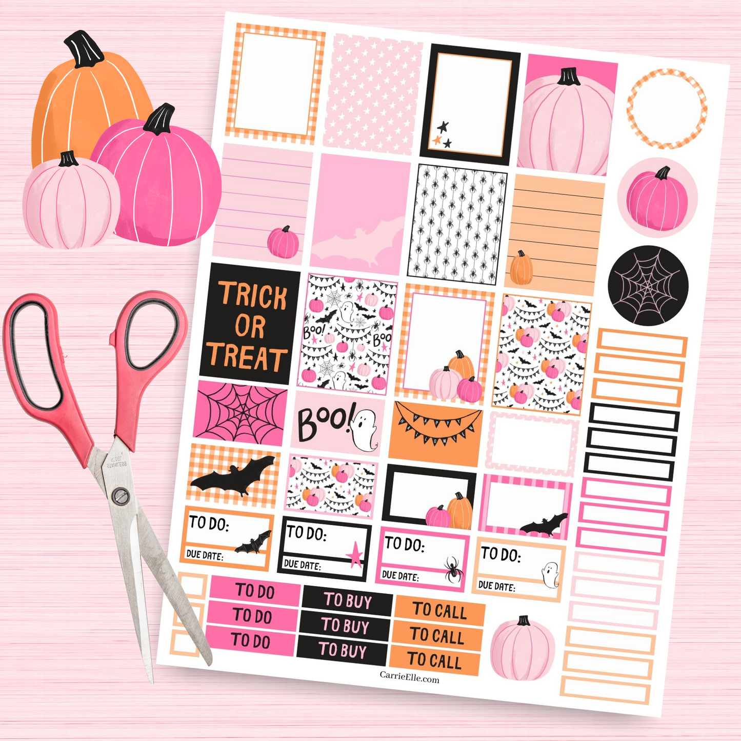 Printable Pink Halloween Planner Stickers