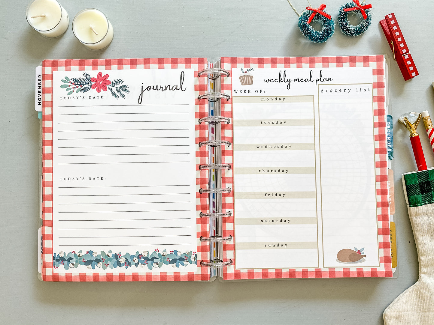 Printable Farmhouse Christmas Planner Inserts for Happy Planner
