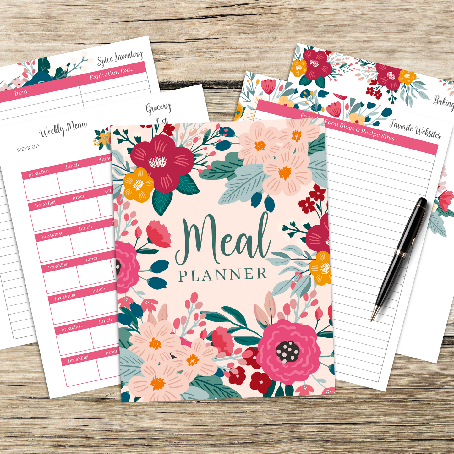 Printable Floral Meal Planner