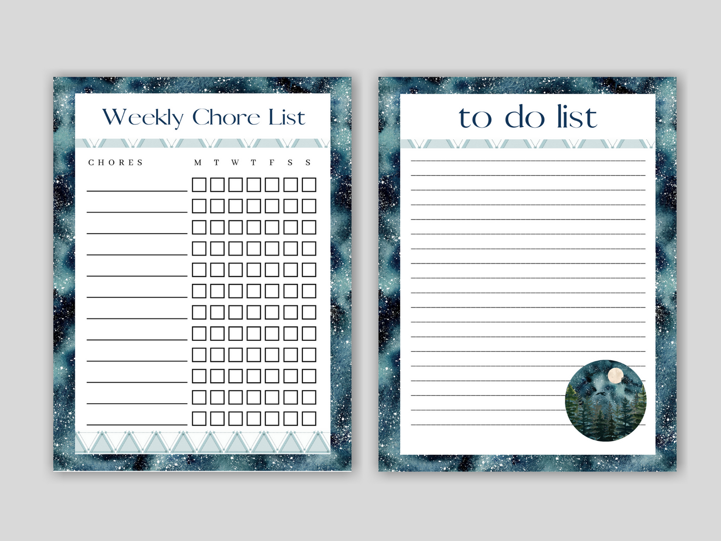 Printable 8.5 x 11 Moon-Themed Day Planner