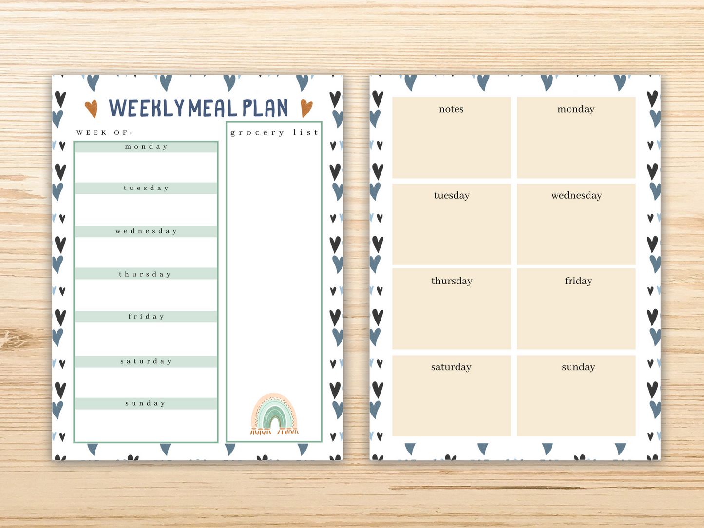 Printable Neutral Boho Rainbow Planner Inserts for Happy Planner
