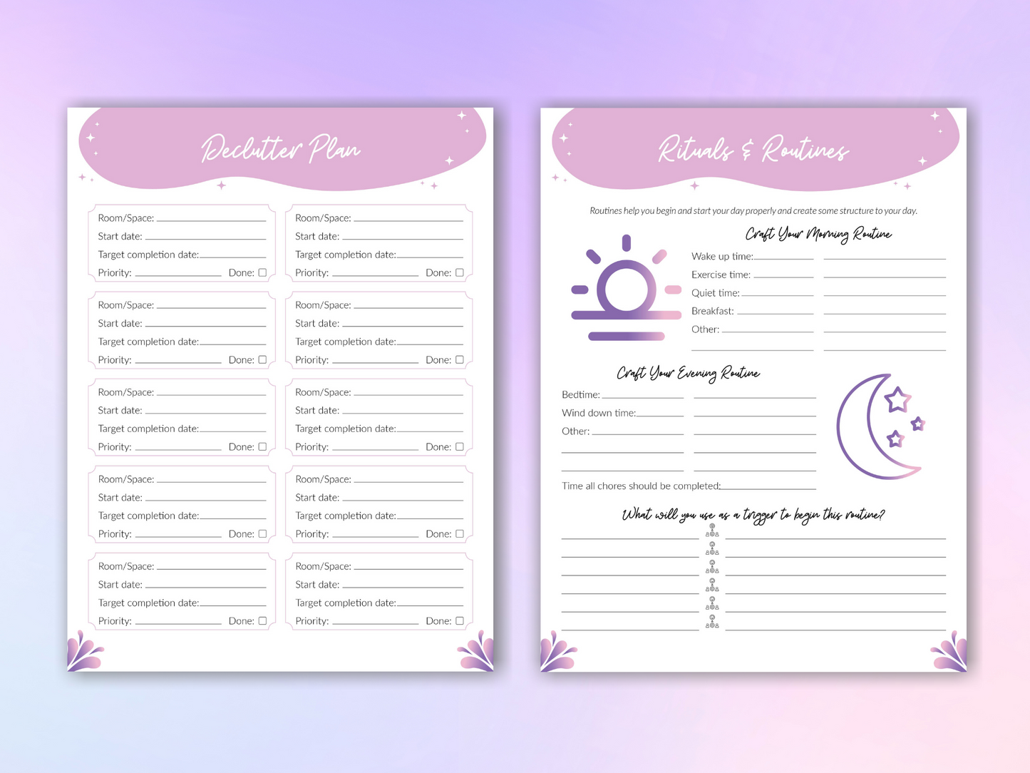Printable 8.5 x 11 Settled Mind Stress-Relieving Planner