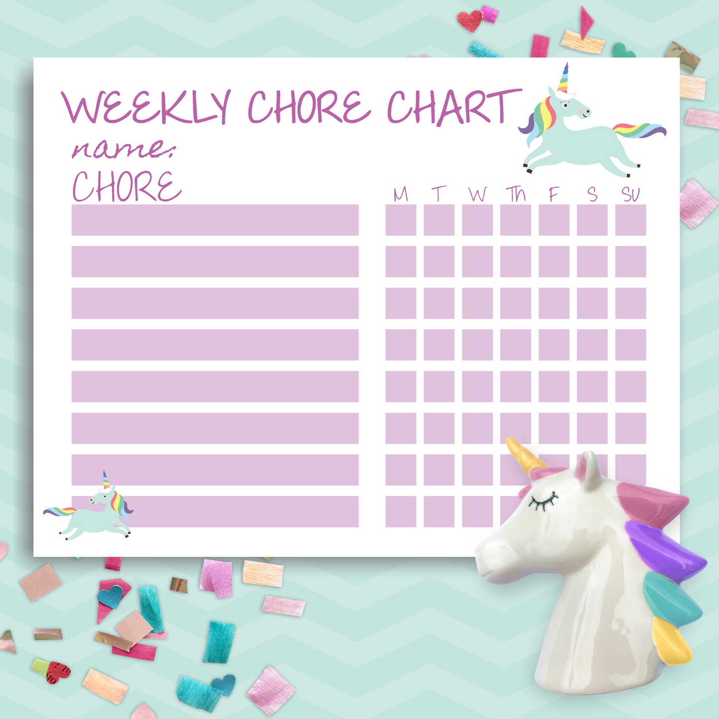 Printable Unicorn Chore Chart for Kids