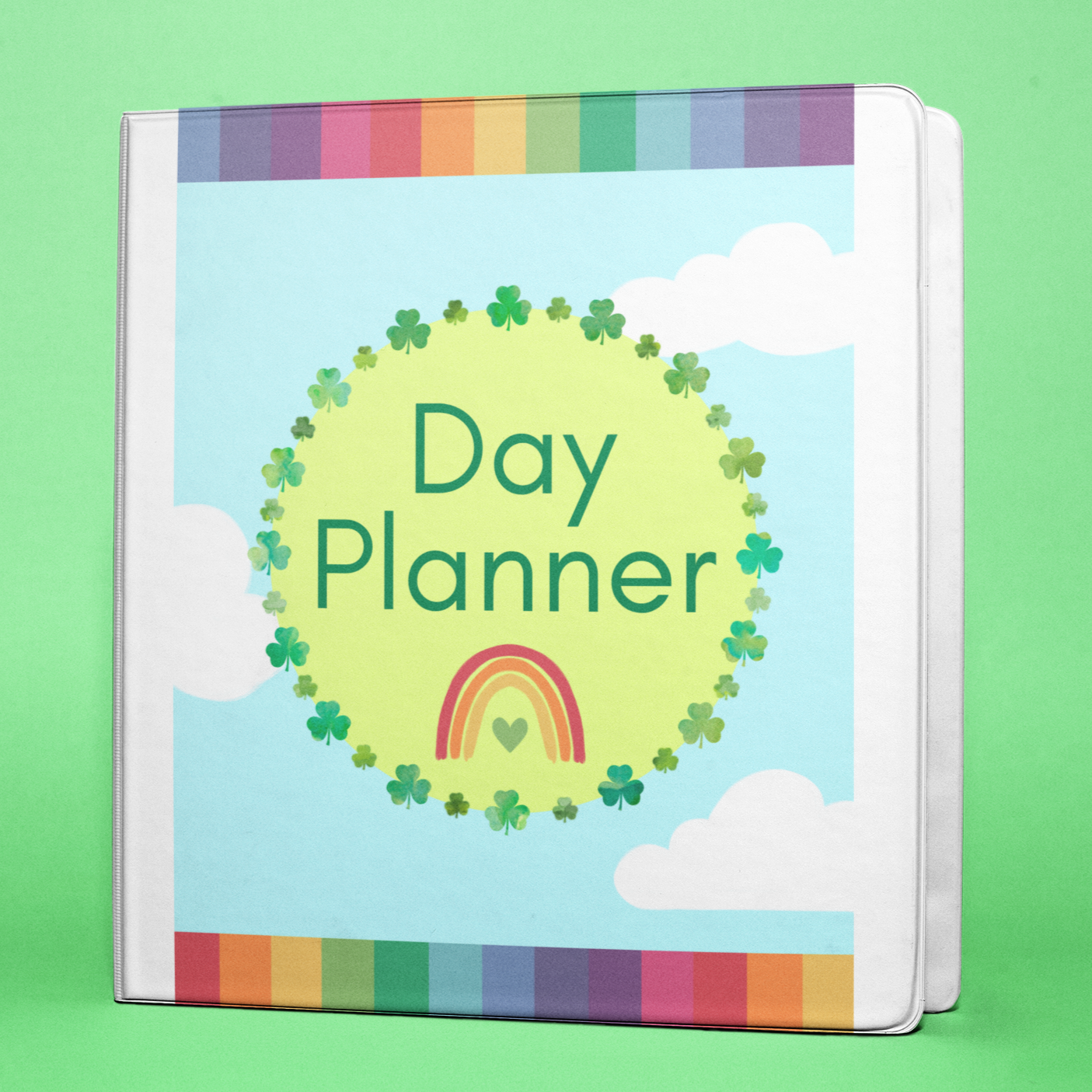 Printable 8.5 x 11 Rainbow Shamrock Day Planner