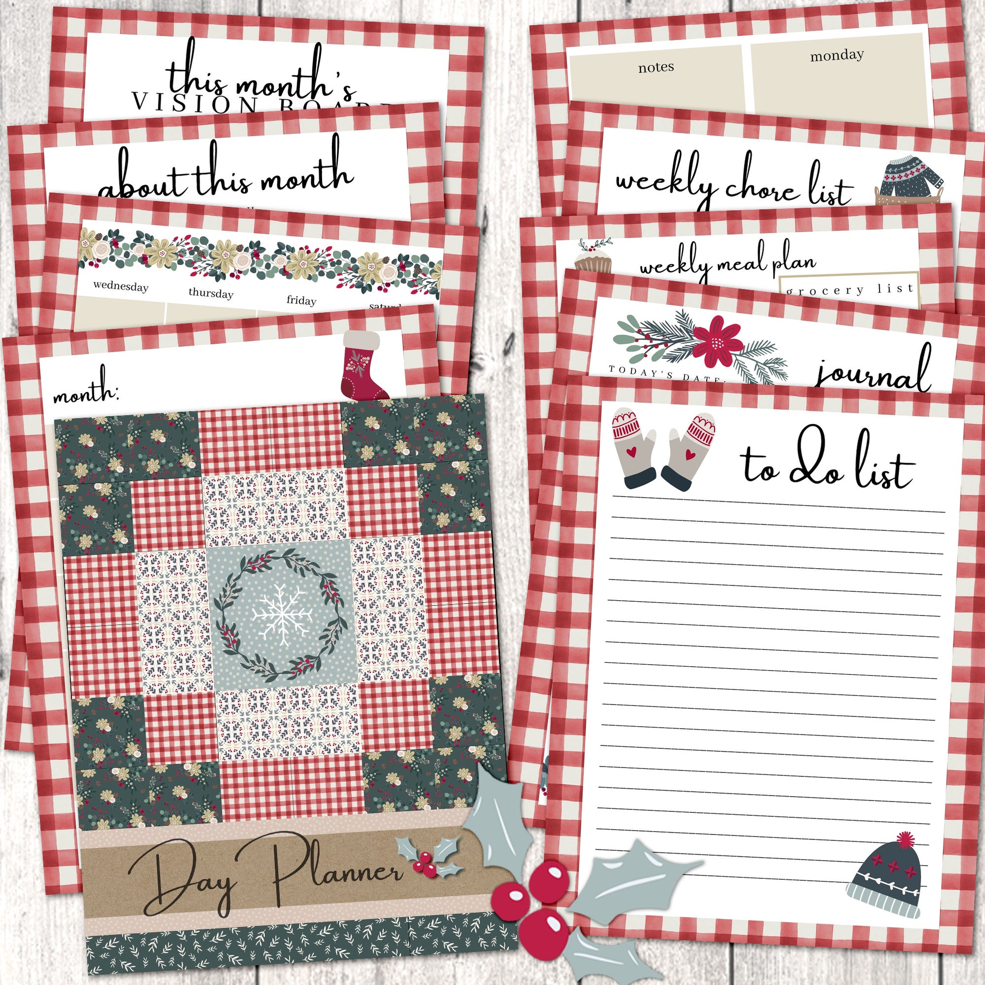 Printable Farmhouse Christmas Planner Inserts for Happy Planner ...